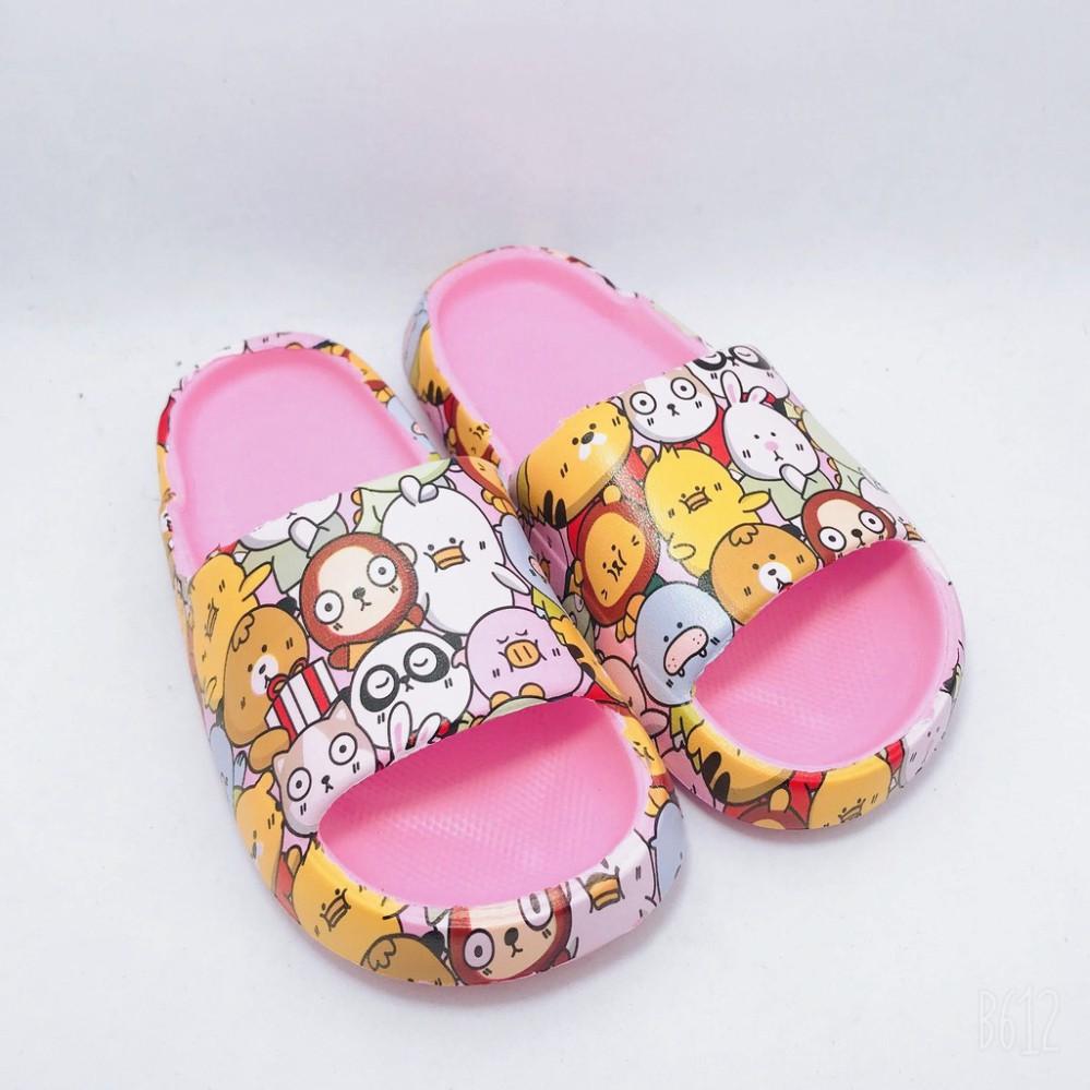 DÉP BÁNH MÌ HOẠ TIẾT HOAT HÌNH CUTE CHO BÉ VÀ NỮ - chất liệu tốt , mang êm chân , đế dày chống trơn trợt bền DT