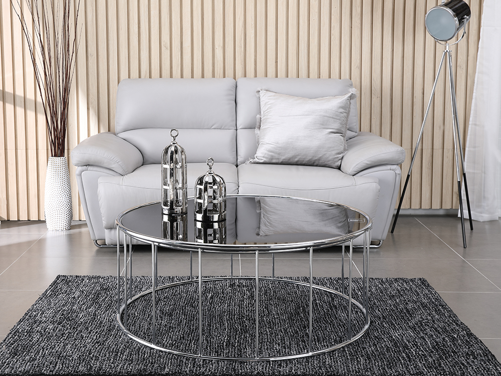 Bàn trà sofa tròn OVIO khung thép mạ crom bóng chống gỉ kết hợp mặt kính cường lực cao cấp, thiết kế hiện đại và độc đáo | Index Living Mall - Phân phối độc quyền tại Việt Nam