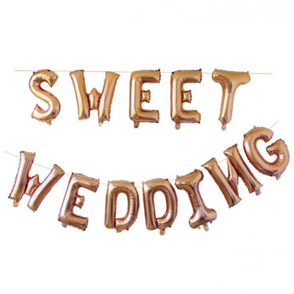 Sweet Wedding Foil Balloon Bunting Banner Wedding Party Decoration Champagne