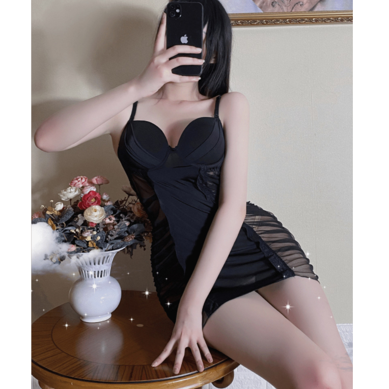 Đồ ngủ hai dây phối ren chất mịn quyến rũ