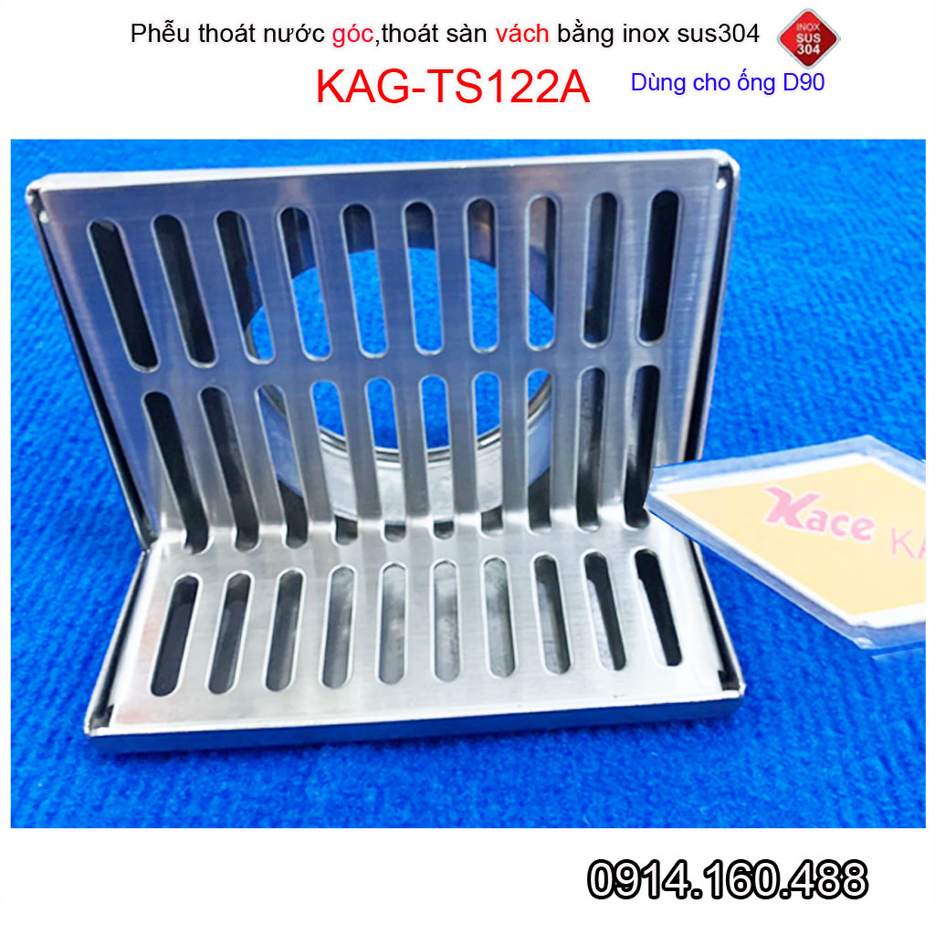 Phễu thoát nước mưa thoát ngang D90 KAG-TS122A, phễu thoát nước chữ L vách tường hành lang thoát nước nhanh sử dụng tốt
