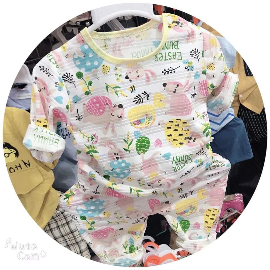 Bộ cotton tre thái dài tay cho bé trai bé gái từ 3 đến 15kg