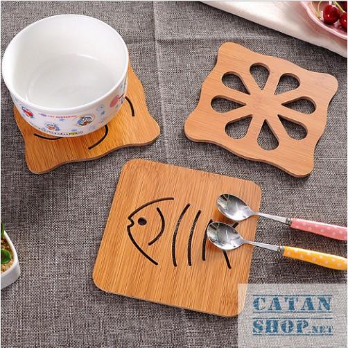 Miếng lót nồi Gỗ, lót cốc chén cách nhiệt chống nóng bằng gỗ Nhiều mẫu siêu Cute GD289-LNGo