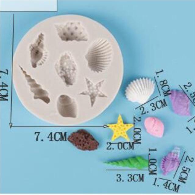 Khuôn silicon sinh vật biển ốc, sao,sò tròn( cao cấp-kèm hình thật )