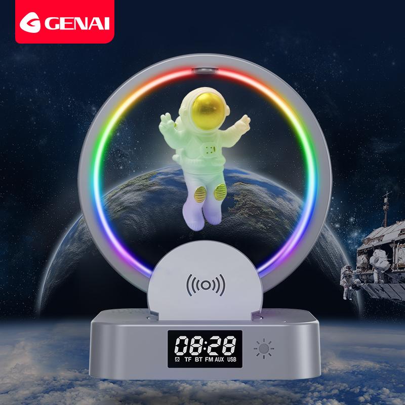 Genai từ tính Levitating Bluetooth Loa không dây Astronaut Loa Hộp âm thanh với bộ sạc không dây LED Light Show không dây Color: Superior Version