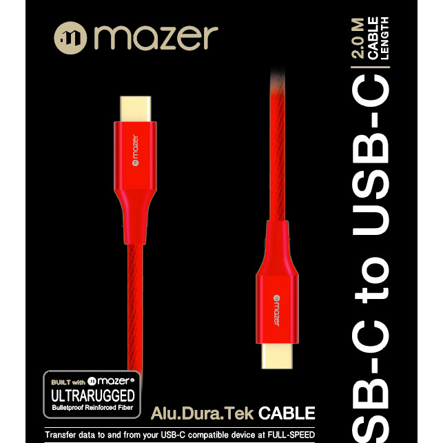 Dây Cáp Mazer ALU.DURA.TEK USB-C2C Cable 3.1A (2m) - hàng chính hãng