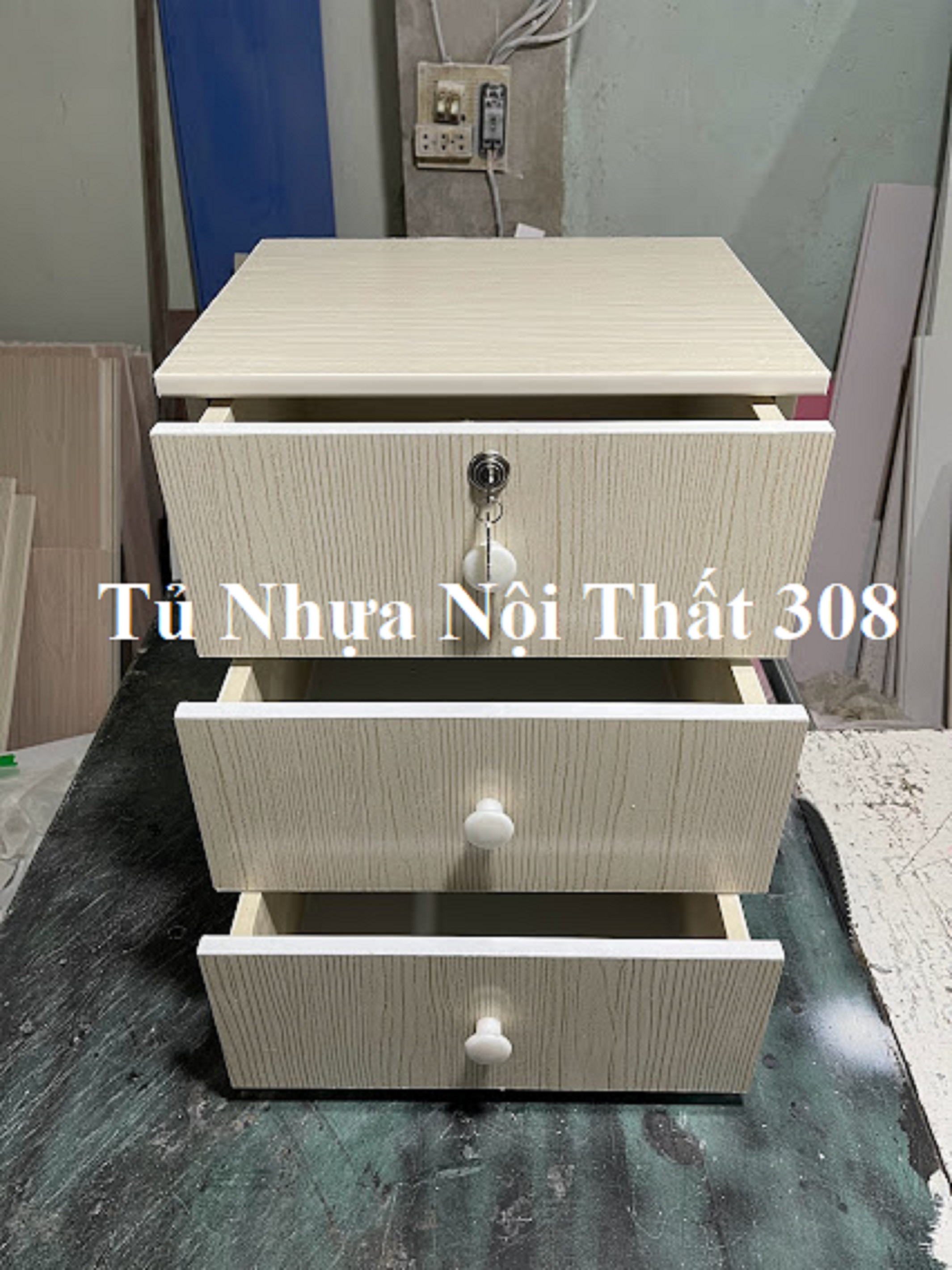 Tủ, Kệ Đầu Giường Nhựa Đài Loan Cao 53cm Ngang 42cm Sâu 32,5cm Màu Gỗ Sồi K168