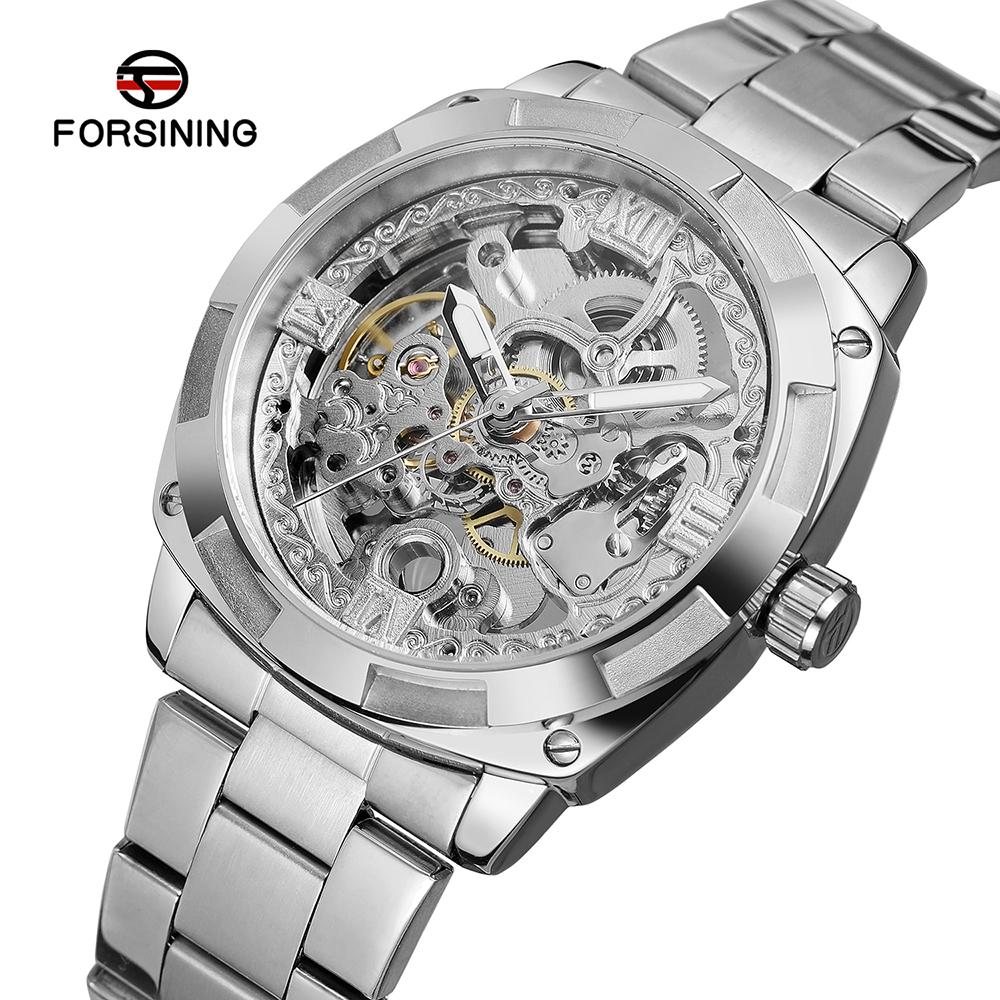 Đồng hồ FORSINING Nam lên dây tự động,sang trọng,dây đeo tay bằng thép không gỉ