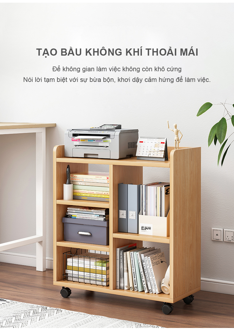 Kệ Đa Năng Lưu Trữ Đồ Dùng, Gía Sách Có Bánh Xe Di Chuyển Tiện Dụng GP173