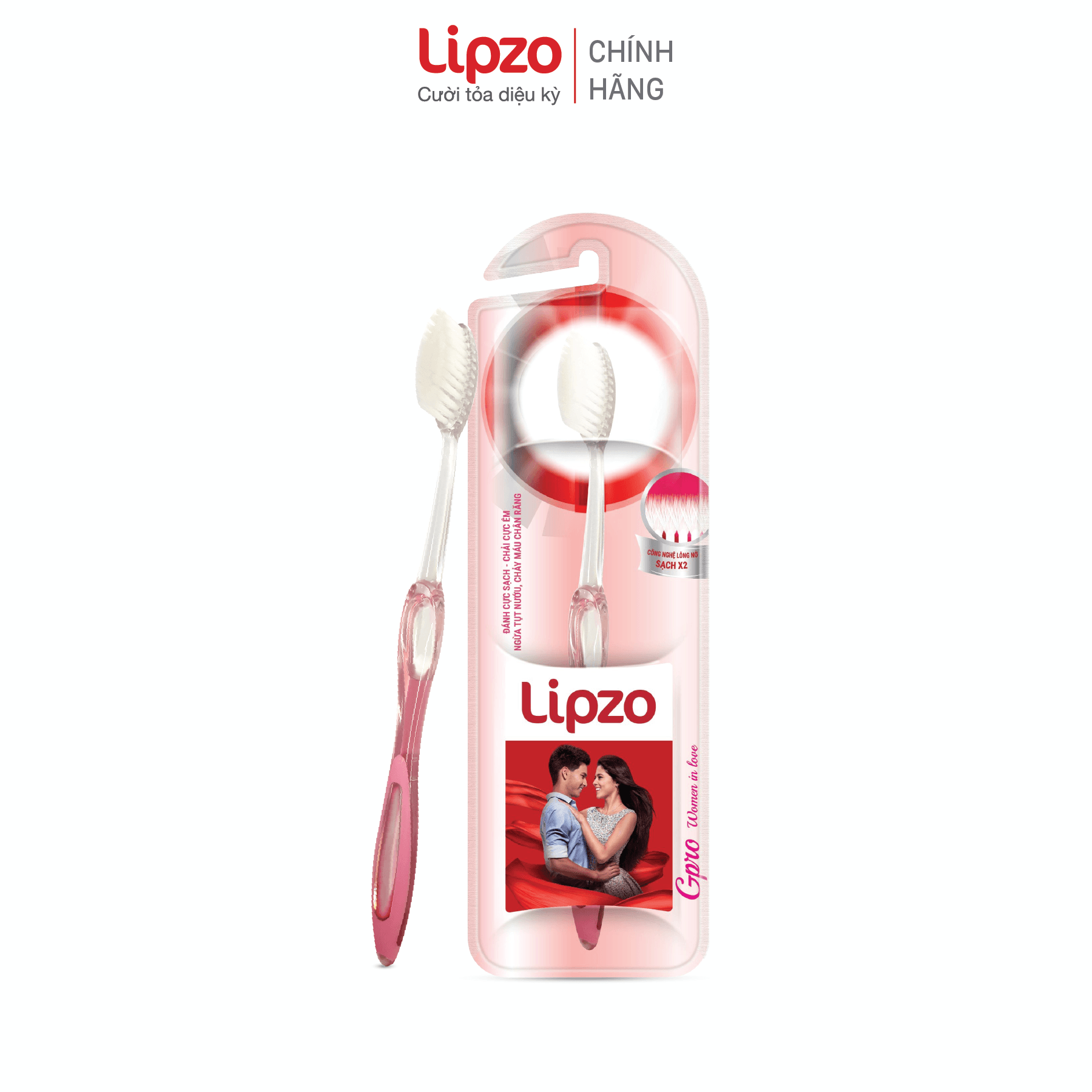 Bàn Chải Đánh Răng LIPZO Gpro Phù Hợp Nữ Giới Công Nghệ Nano Kháng Khuẩn Lông Nở Kết Hợp Chỉ Tơ Nha Khoa