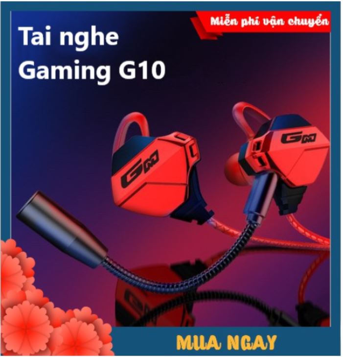 Tai Nghe Nhét Tai Chống Ồn Gaming XSmart G10 Cao Cấp Siêu Ngầu Dùng Cho Cả Máy Tính, Điện Thoại, Có Mic Rời, Tặng Bộ Phụ Kiện - Hàng Chính Hãng