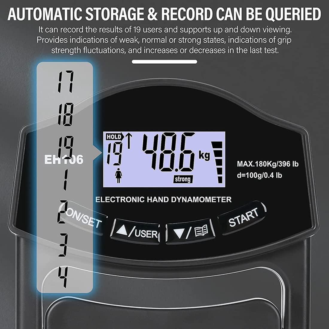 Xử lý kiểm tra, 396lbs/180 kg - Máy đo lực thủ công kỹ thuật số - Xử lý - Dao - USB - màn hình LCD - Xử lý - Máy đo lực kế -