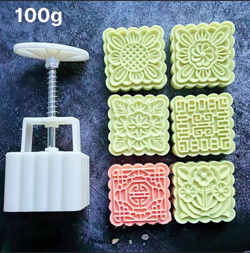 Khuôn trung thu lò xo 2023 - 4 mặt Hoa hình vuông 125g