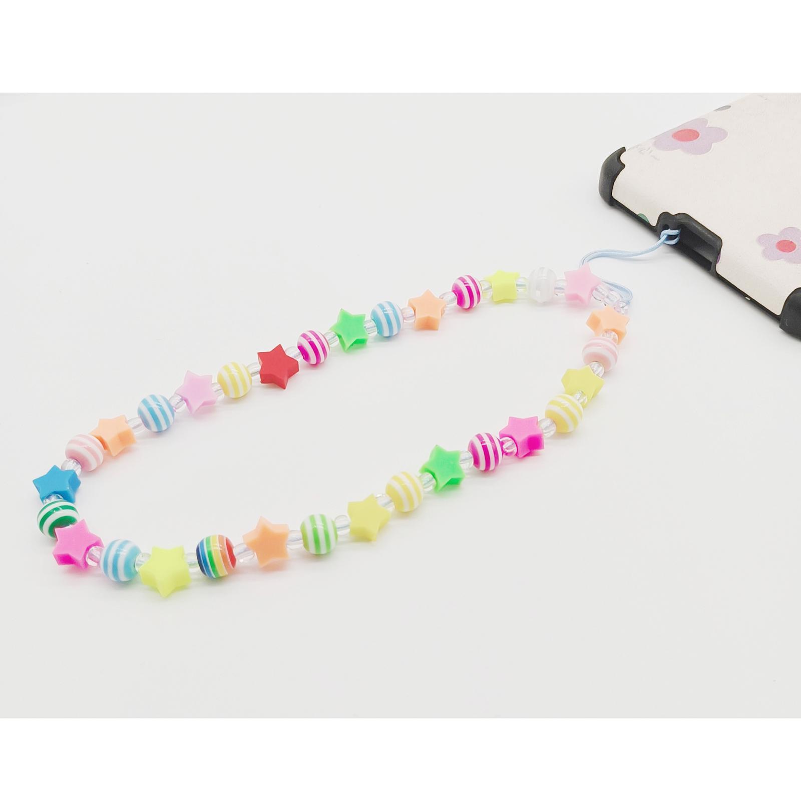 2- Beaded Phone Lanyard Handmade Colorful Resin Beads Key Chain for Women