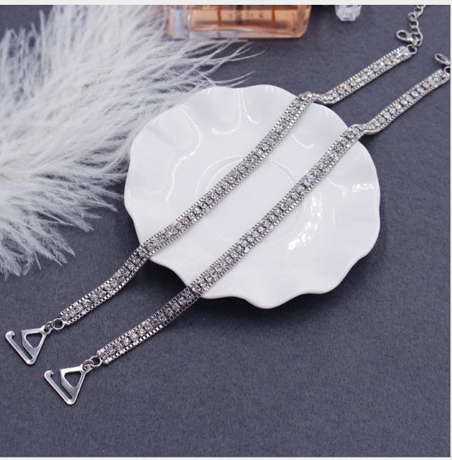 Dây áo ngực bra cho váy quây áo cưới áo rộng cổ chất liệu kim loại đính đá cao cấp thời trang DA02