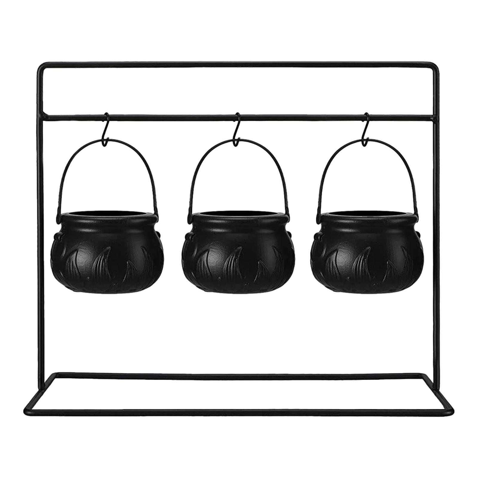 Halloween Candy Bowls Scene Props with Iron Rack Black Witches Serving Bowls