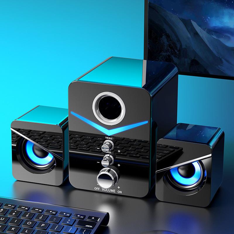 Loa bluetooth nhà hát nhà hệ thống âm thanh mini loa máy tính để bàn máy tính mp3 máy nghe nhạc cho máy siêu loa siêu âm điện thoại đa phương tiện Color: Black A Set Type: 3.5mm USB
