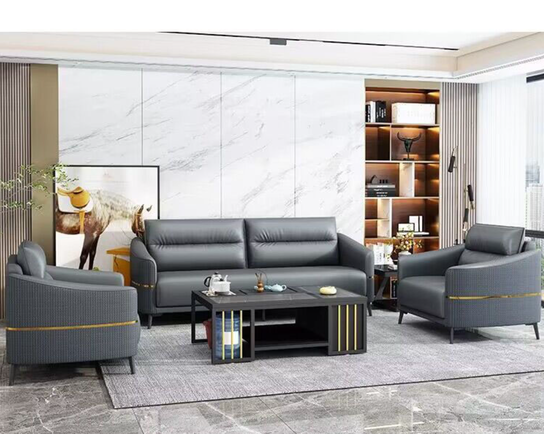 Bộ sofa da văn phòng cao cấp Juno Sofa kèm ghế đơn HVPCT-21