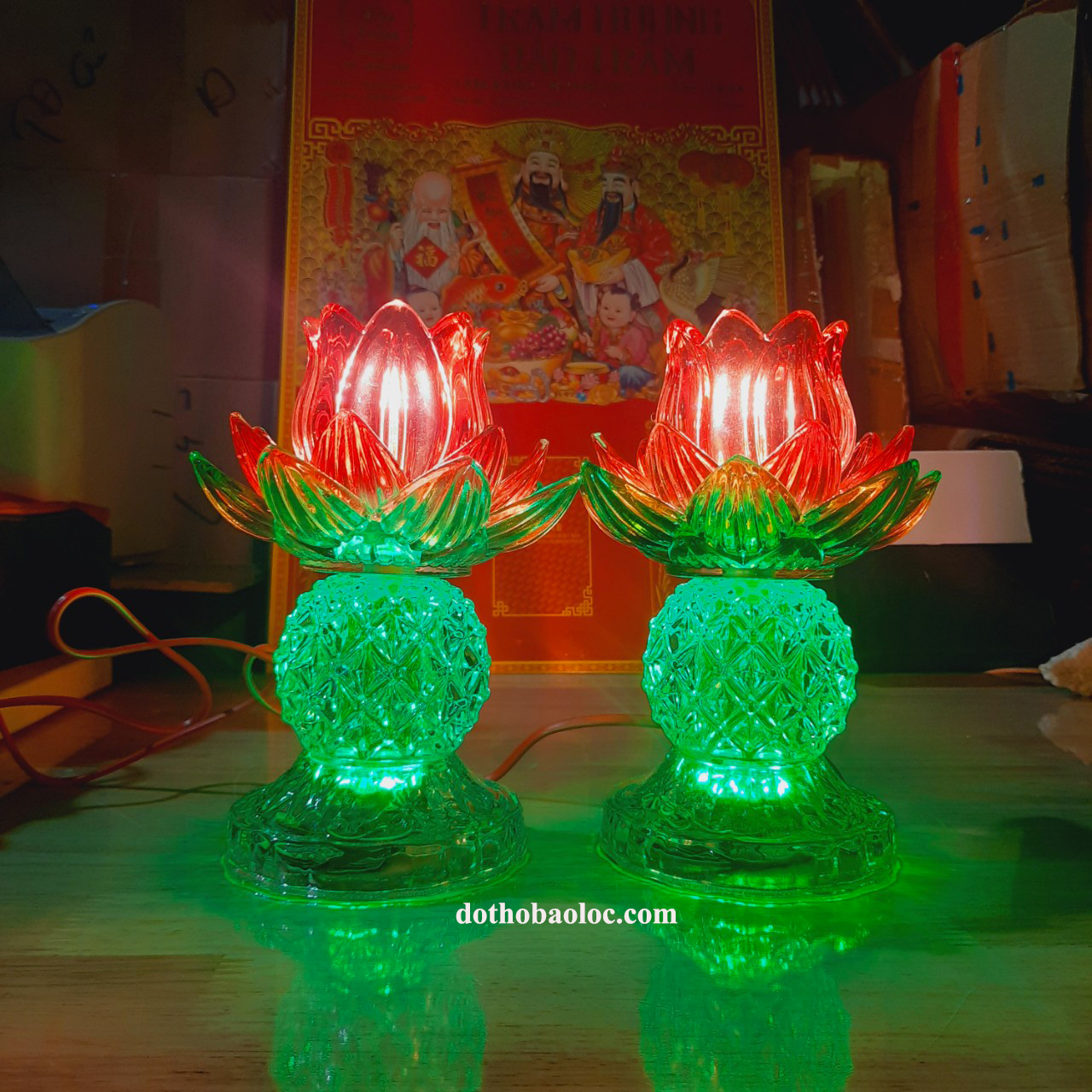 Cặp đèn Pha Lê Hoa Sen 20cm