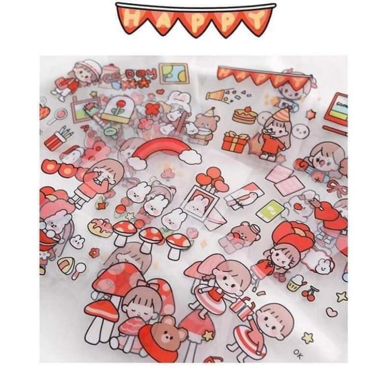 BỘ 1000 STICKER HÃNG TELADO CÔ GÁI VÀ BÉ THỎ