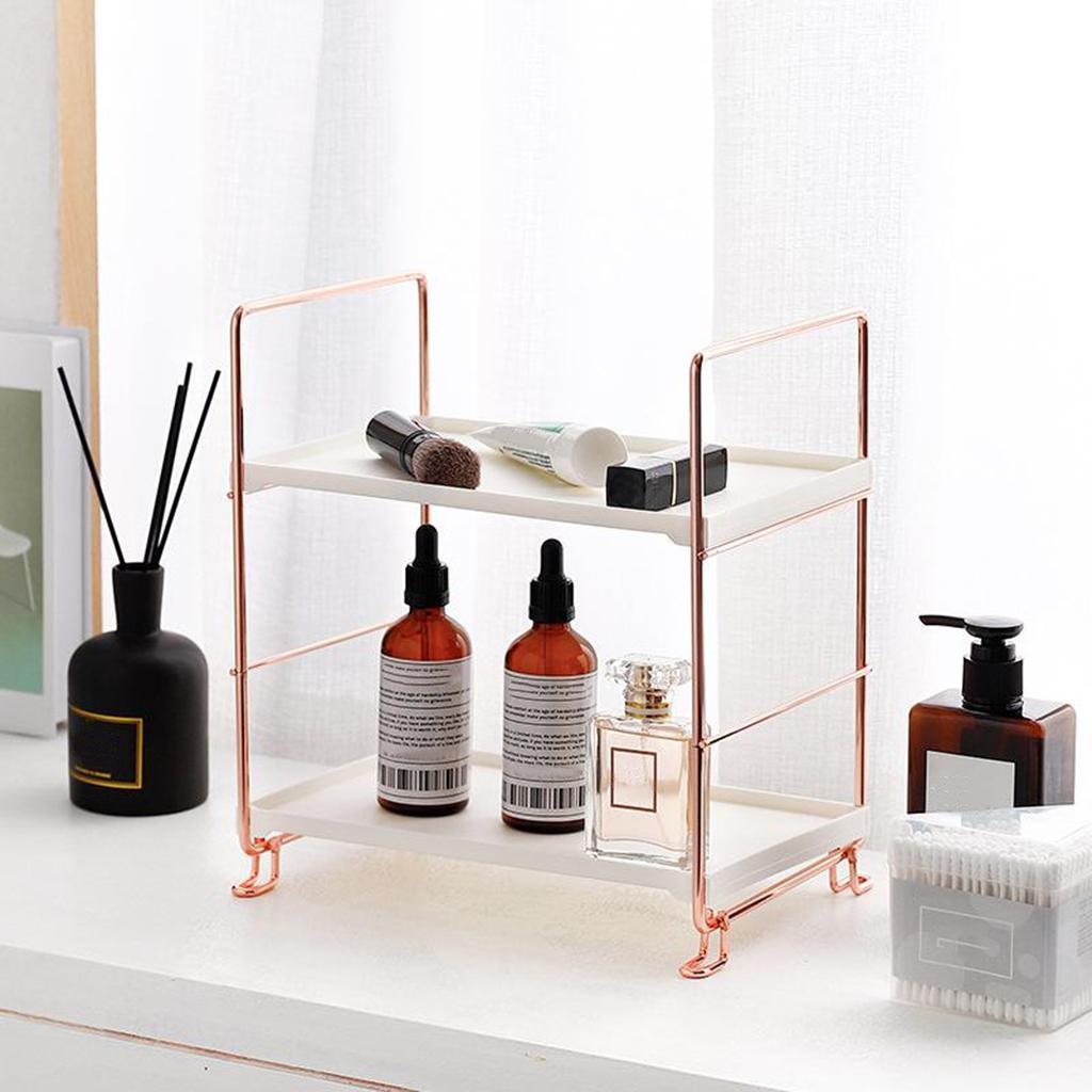 2 Tier Kitchen Spice Shelf Rack Storage Organizer Seasoning Bottle Stand Golden