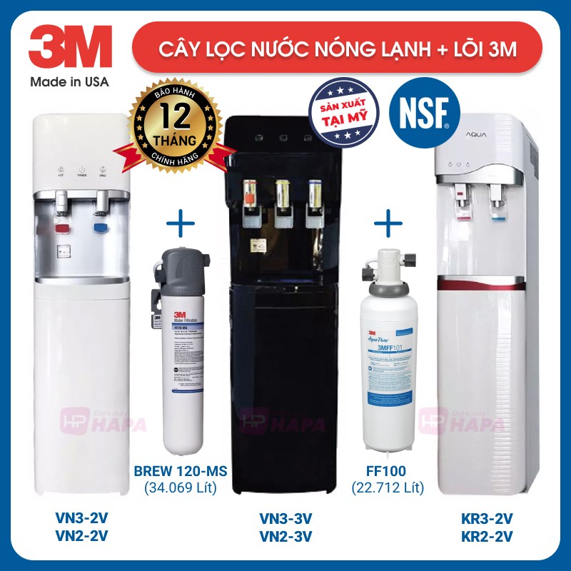 Máy Lọc Nước Nóng Lạnh 3M Full Models Chuẩn Nước Uống Trực Tiếp, Hiệu Suất 100% - Bộ Lọc Nhập Khẩu Mỹ, Hàng Chính Hãng