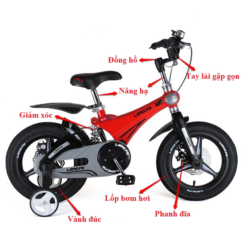 Xe Đạp Trẻ Em Cao Cấp LanQ FD41 Có Giảm Xóc Xe Dành Cho Bé Từ 2 Đến 7 Tuổi