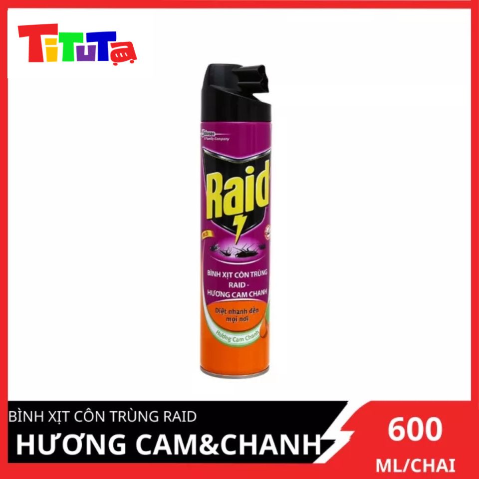 Bình xịt côn trùng Raid Hương cam&amp;chanh 600ml