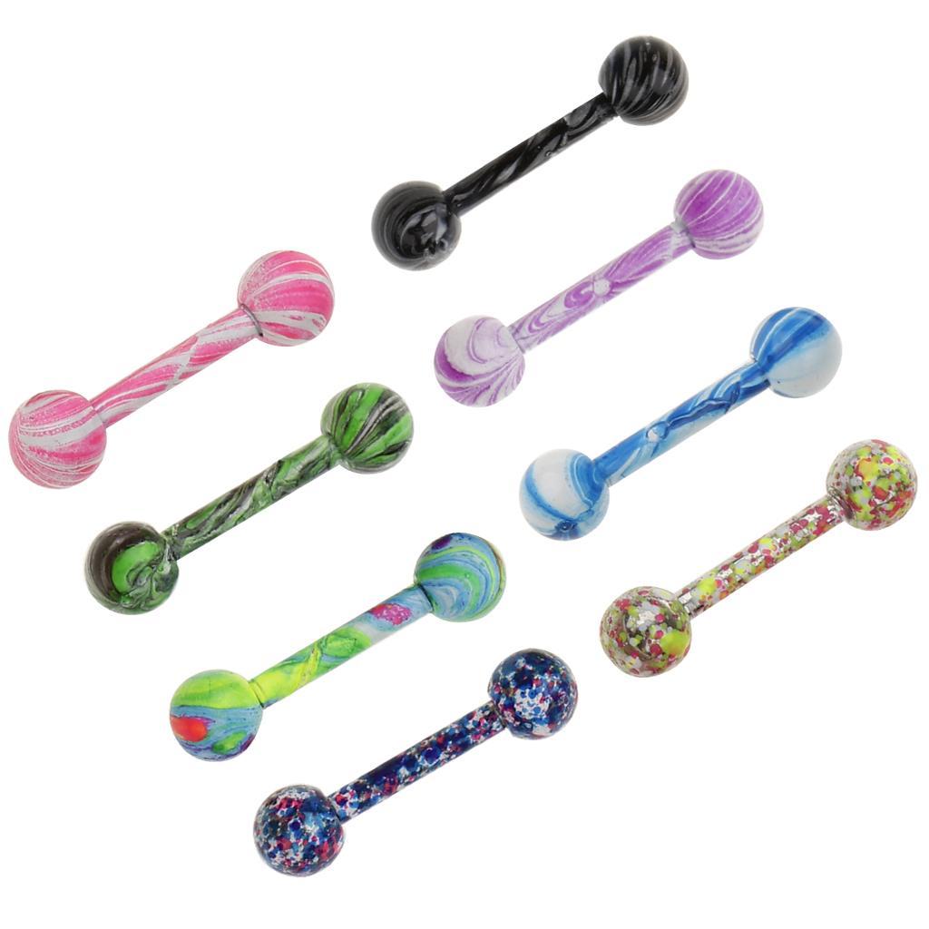 8 Pieces Stainless Steel Lip Bars Rings Barbell Piercing Jewelry 16G