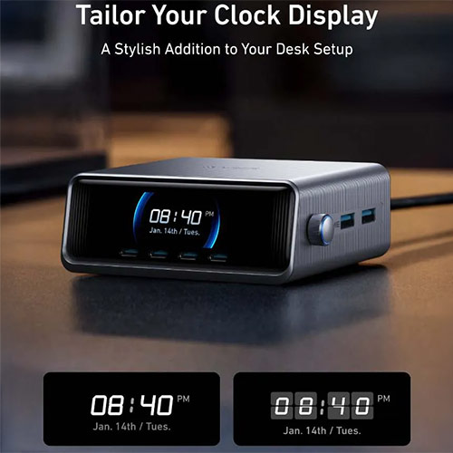 Bộ sạc nhanh Anker GaNPrime Smart Ultra-Powerful Desktop Charging Station 250W 2USB 4Type-C A2345 - Hàng chính hãng
