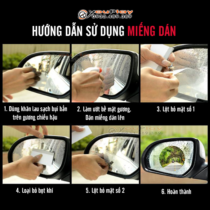 Bộ miếng dán chống bám nước trên gương và kính ô tô