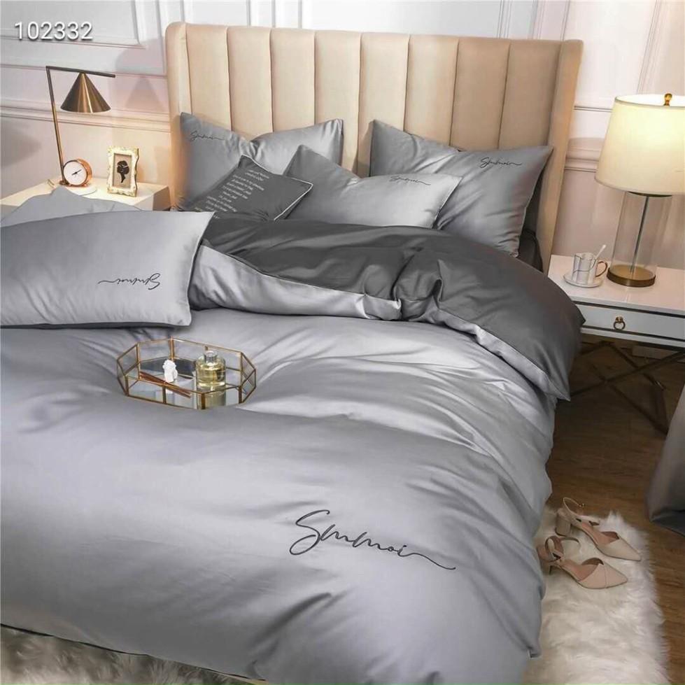 Set 5 Món Vỏ Chăn Ga Gối Tencel 40s LAN PHAM BEDDING - Xám