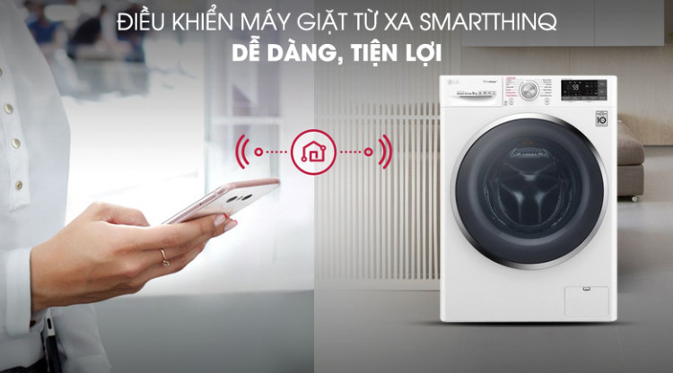 Máy giặt LG Inverter 9 kg FC1409S4W - Điều khiển máy giặt từ xa SmartThinQ rất tiện lợi Máy giặt LG Inverter 9 kg FC1409S4W - Điều khiển máy giặt từ xa SmartThinQ rất tiện lợi