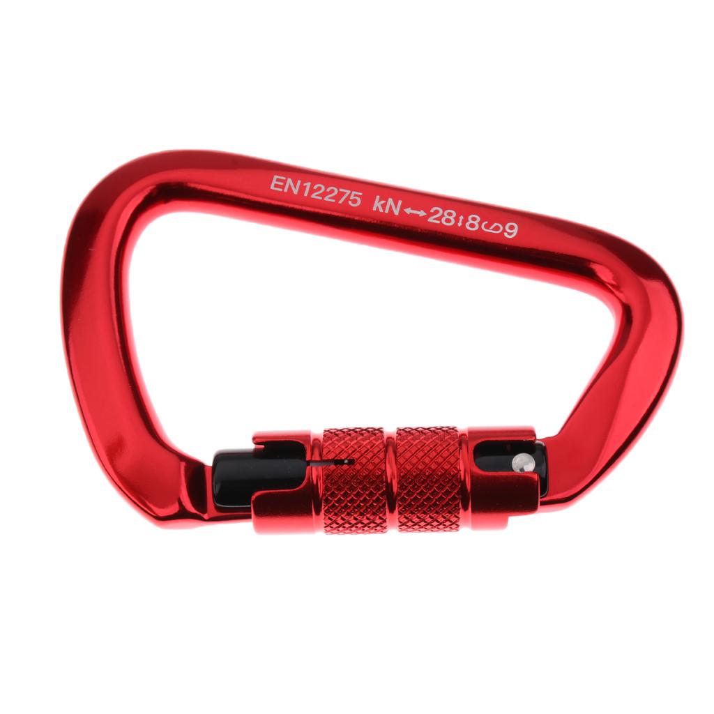 28KN Aluminum Rock Climbing Hiking Auto Locking Carabiner red