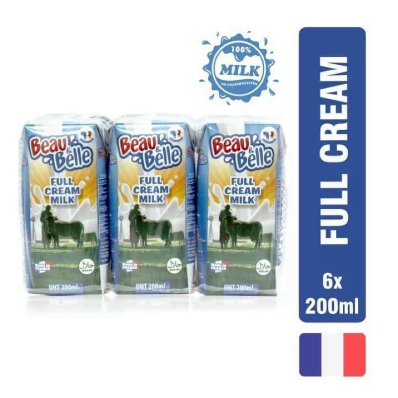 Thùng 24 hộp sữa Beau&amp;bell sữa pháp nguyên kem 200ml