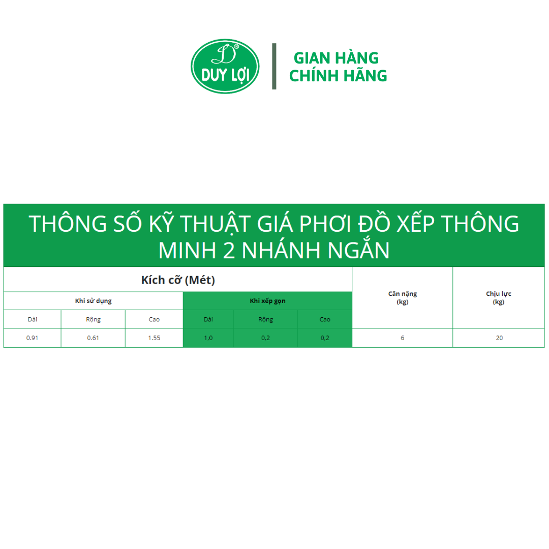 GIÁ PHƠI ĐỒ 2 NHÁNH NGẮN (TẶNG 10 MÓC ÁO KÉP NHỰA CAO CẤP DUY LỢI)