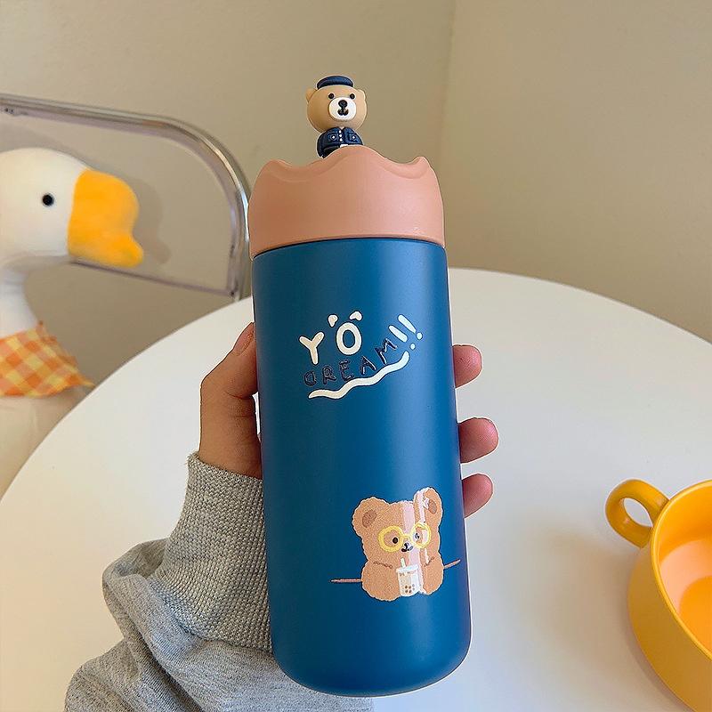Bình giữ nhiệt 350ml nắp hình thú dễ thương độc đáo