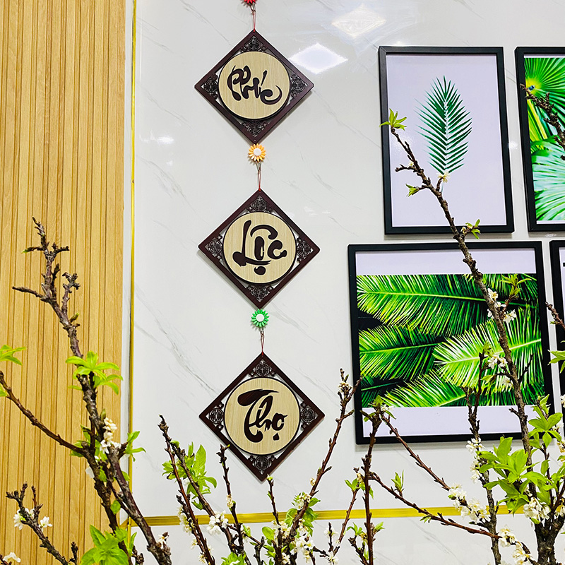 Chữ Phúc Lộc Thọ Thư Pháp - Bảng Gỗ Decor - Trang Trí Nhà Cửa - Tết