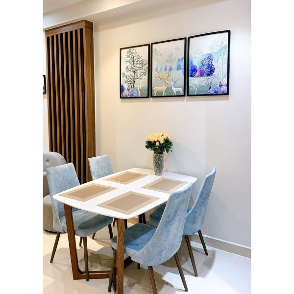 Tranh treo tường kim sa đôi hươu-viền khung composite KT02(40x60x3tấm)