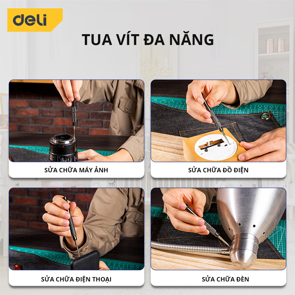 Bộ Tua Vít Sửa Chữa Deli 10 Đầu Vít Đa Năng - Chất Liệu Siêu Bền - Sử Dụng Nhiều Mục Đích DL240011L