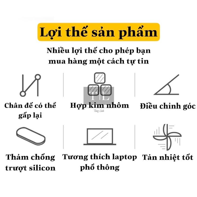 Thanh Giá Đỡ Kệ Máy Tính Laptop Đa Năng Kệ gấp gọn, đẹp silicon chống trượt hợp kim nhôm tản nhiệt