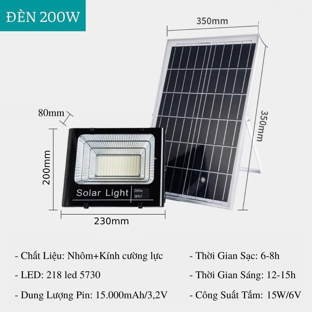 Đèn pha năng lượng mặt trời 60W 100w 200w 300w 400W -  có đèn led báo dung lượng pin