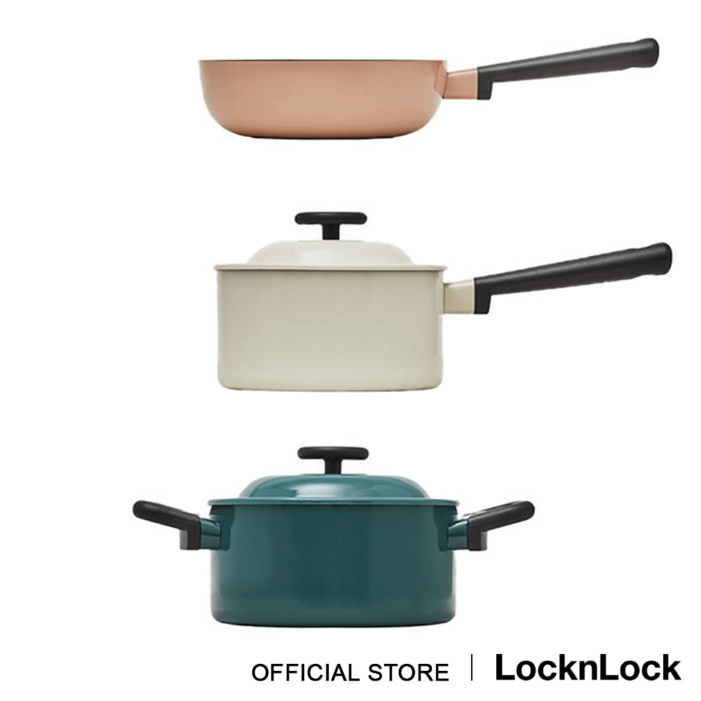Bộ Nồi Và Chảo Sâu Lòng Locknlock 3 Món Decore LDE1181IHS01- Hàng Chính Hãng