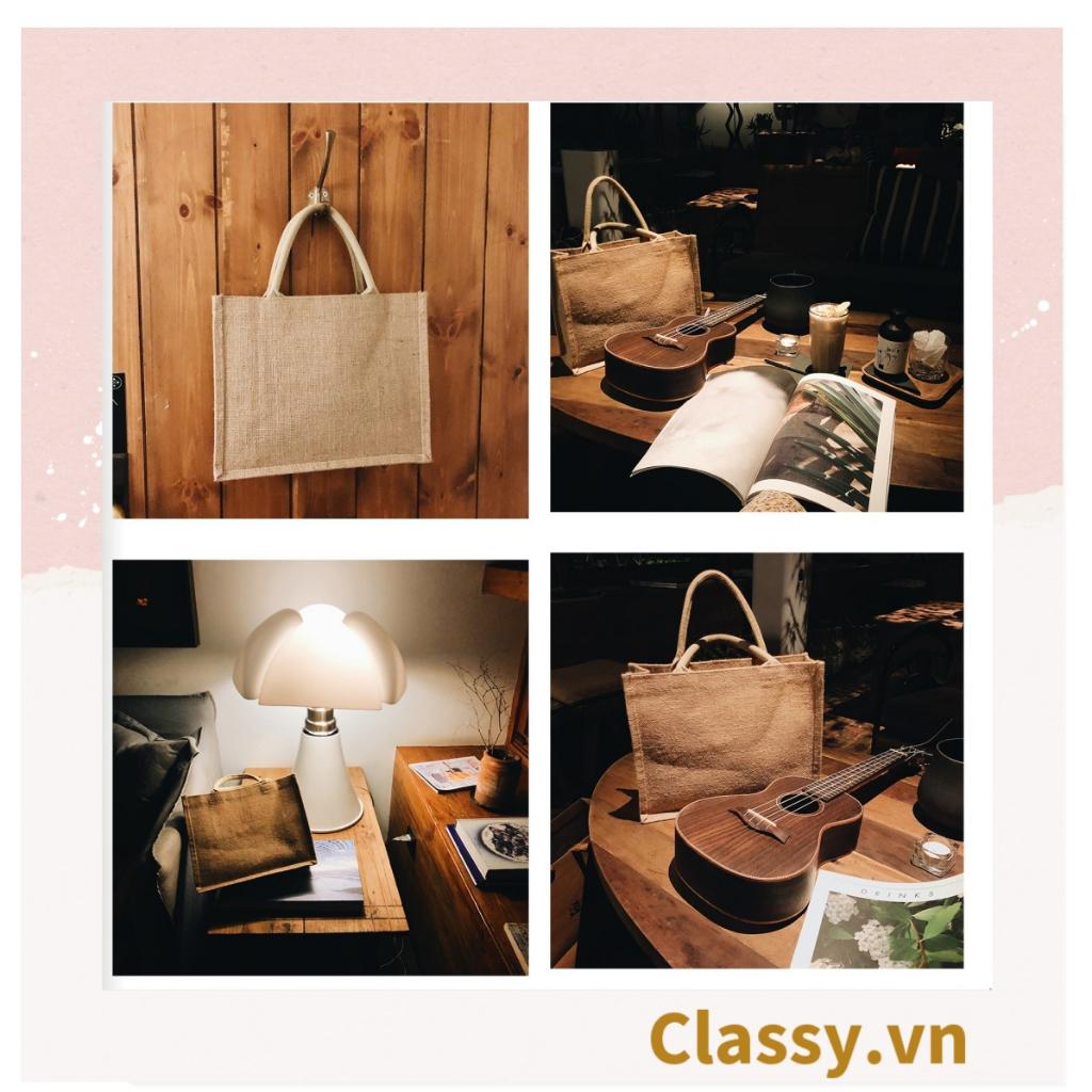 Túi Đay Trơn Retro Quai Đay, Kiểu dáng Vintage, Kích thước 36 * 15 * 28 CM - Sản phẩm thân thiện với Môi trường T310
