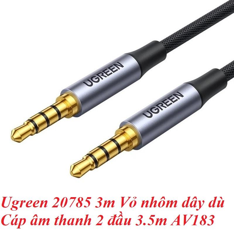 Ugreen UG20785AV183TK 3m Vỏ nhôm dây dù Cáp âm thanh 2 đầu 3.5mm - HÀNG CHÍNH HÃNG