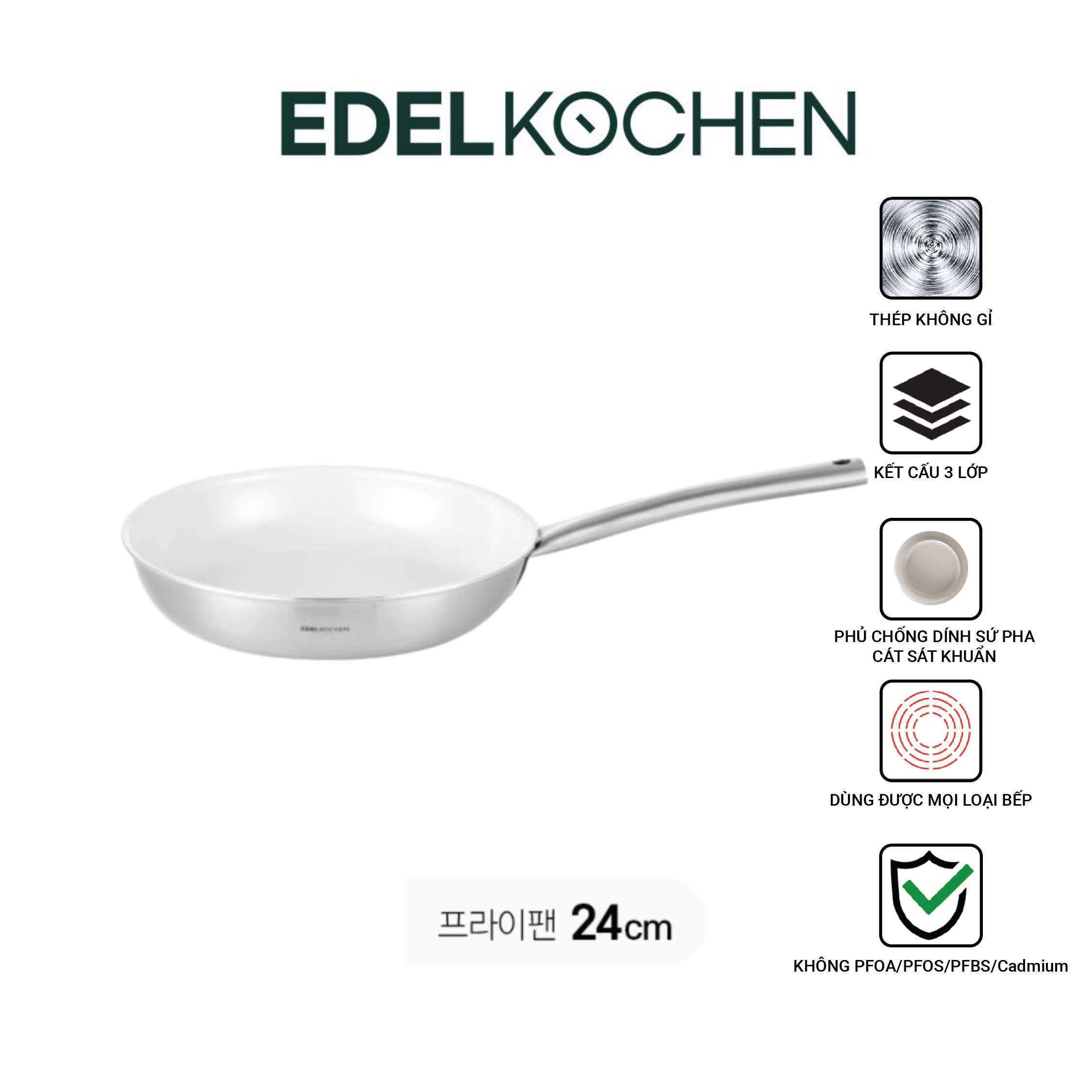 Chảo chống dính Edelkochen Easy Prism Cream