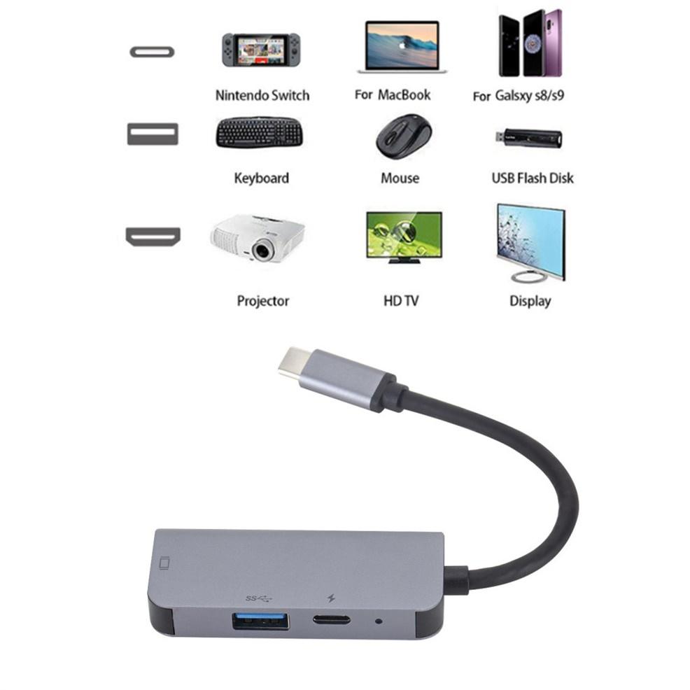 USB C To HDMI 3 in 1 Cable Converter for Samsung Huawei Apple Mac NS Usb 3.1 Type C To HDMI 4K Adapter Cable