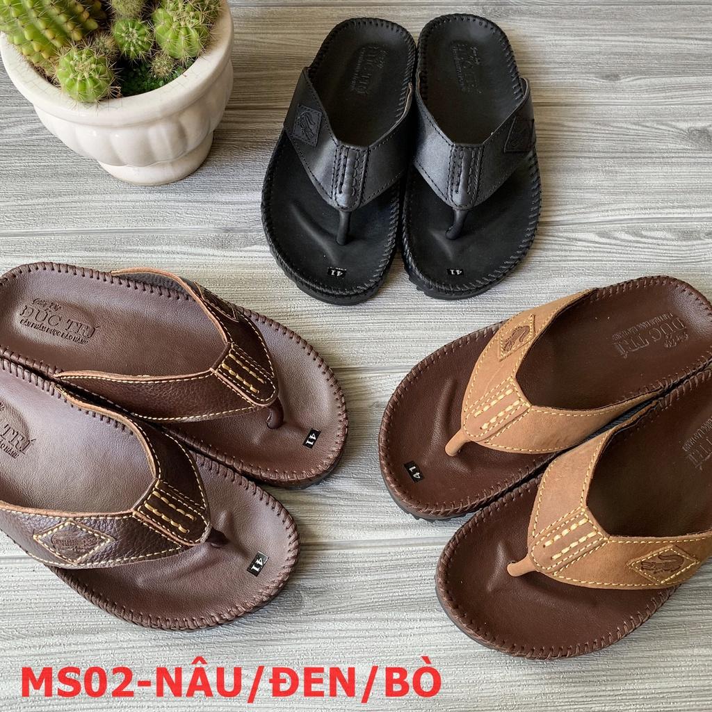 Dép xỏ ngón nam da bò cao cấp, dép nam trung niên DT02