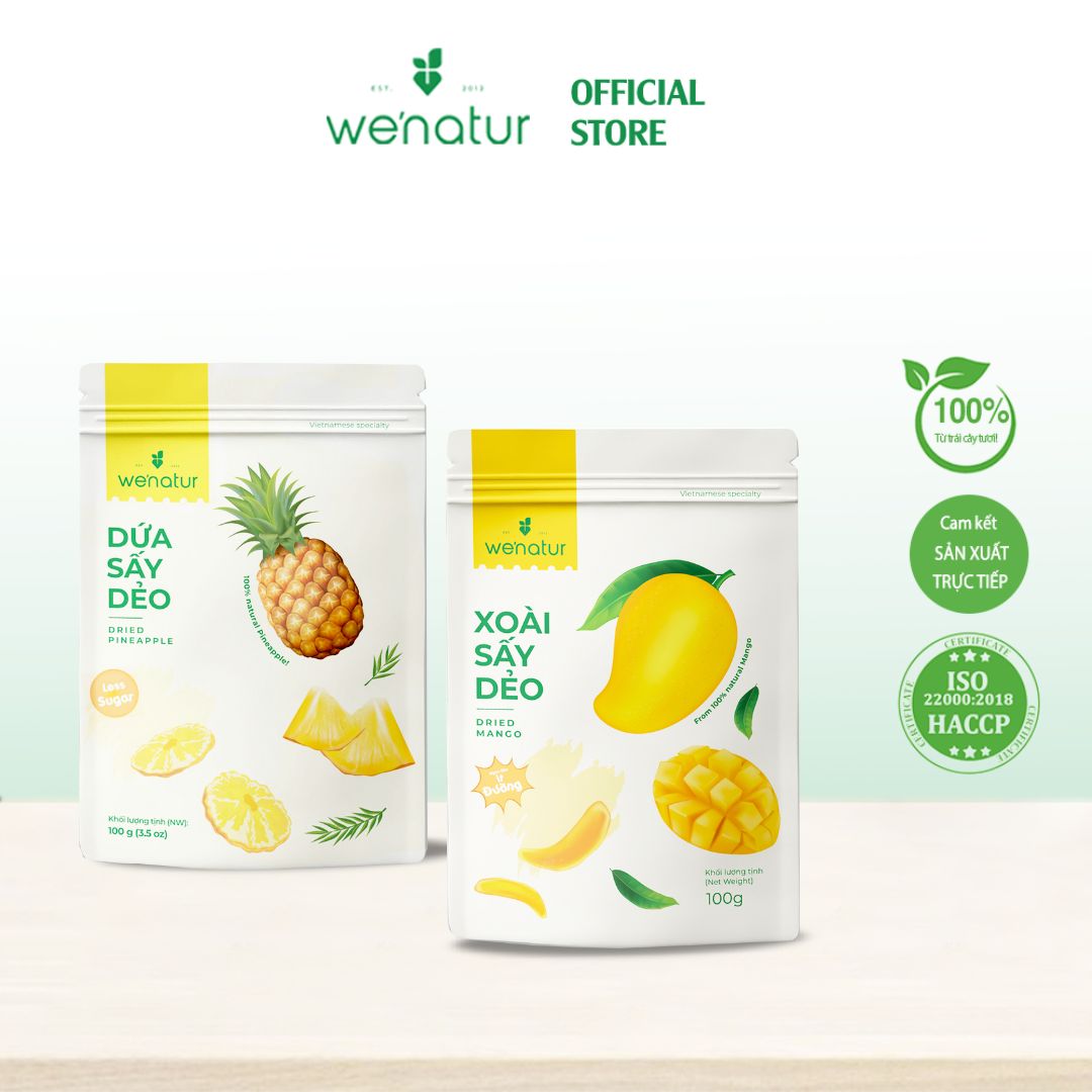 [Trái Cây Sấy Dẻo] Combo Xoài và Dứa sấy Dẻo We'natur 100g