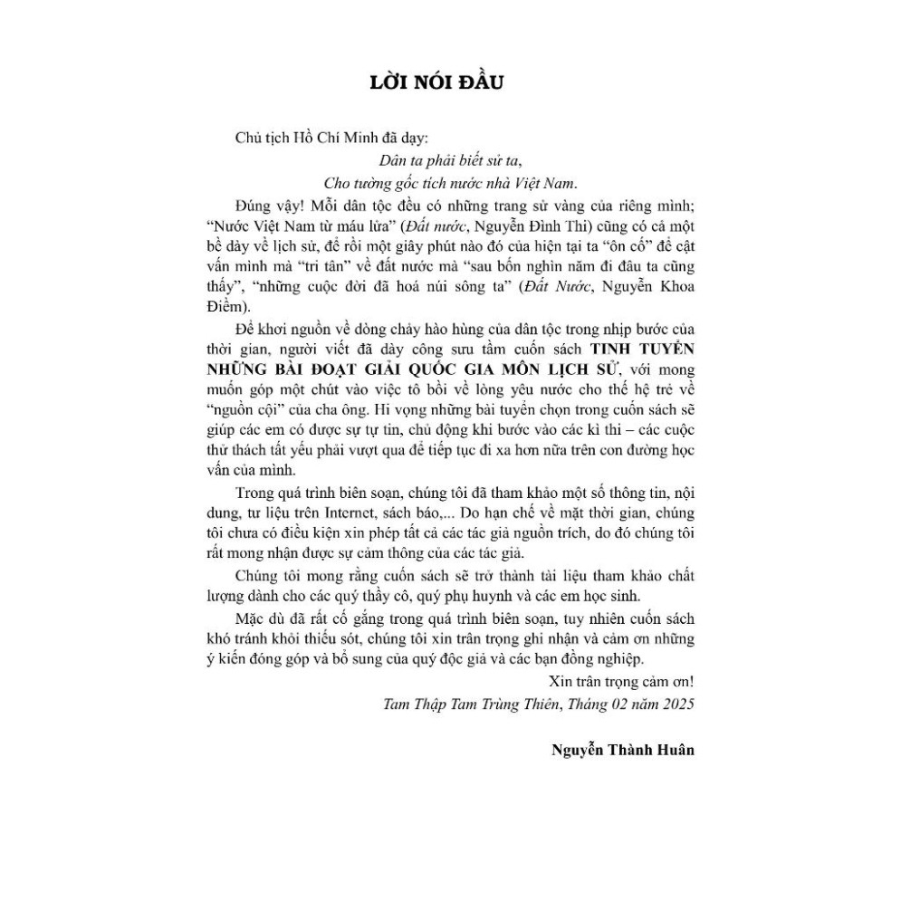 Sách - Tinh Tuyển Những Bài Đoạt Giải Quốc Gia Môn Lịch Sử (Dùng Chung Cho Ba Bộ Sách Khối THCS Và THPT)